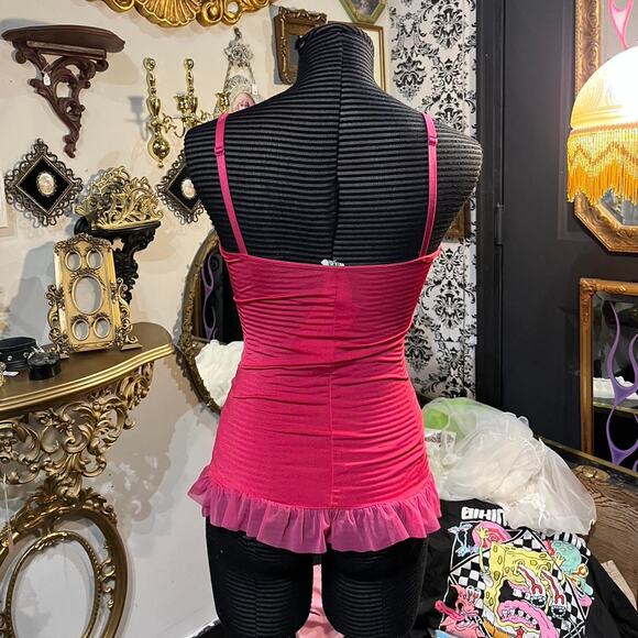 Vintage Y2K René Rofé Pink Ruffle Trim Lingerie Cami (S) - Picture 5 of 8